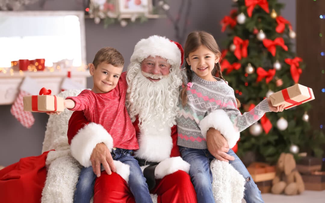 Santa-with-children-and-gifts